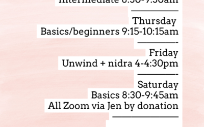 Updated Schedule With Two New Online Yoga Classes — Intermediate and Gentle/Healthy Backs